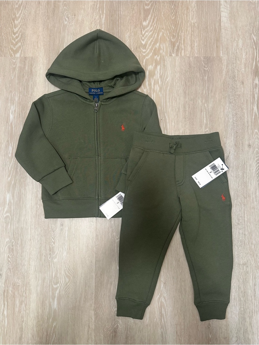Polo Ralph Lauren Baby Boy’s Fleece Full Zip Hoodie & Fleece Jogger Pant, Size 2